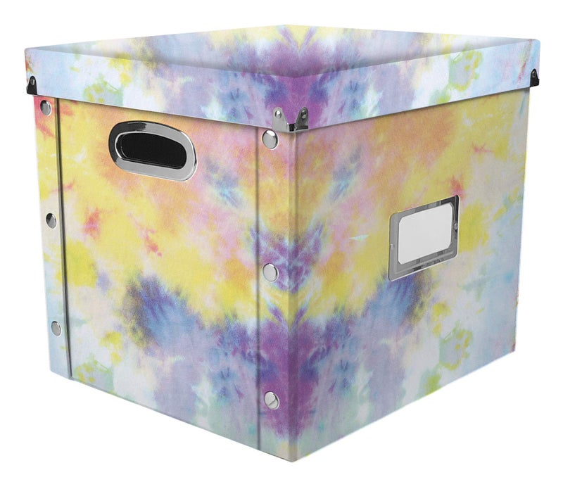 Snap-N-Store Vinyl Record Storage Box - Pack of 1-13.2 x 12.625 x 12.5 Inch LP Holder with Lid for 12-inch Records - Crate Holds up to 75 Vinyl Albums - Tie Dye - Image 1